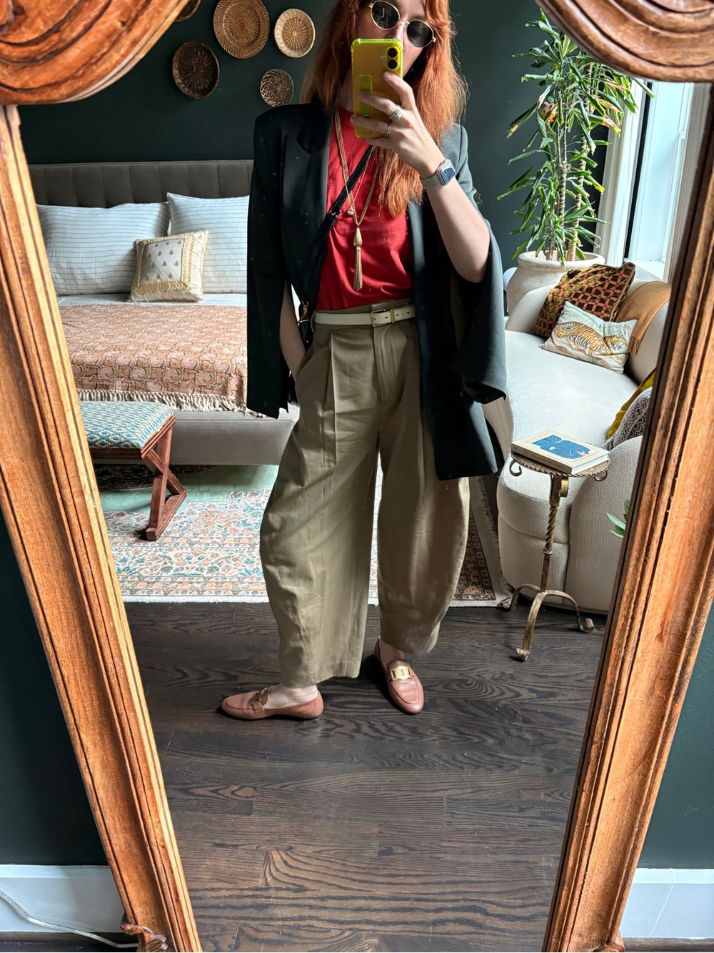 Women’s Tibi Wide-Leg Wool Pleated Pants in Khaki - Picture 4 of 12